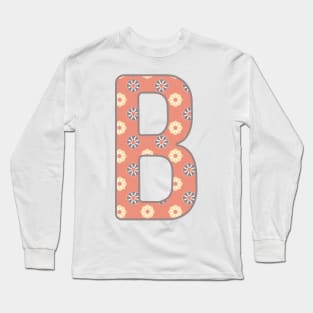 MONOGRAM LETTER B PINK FLORAL TYPOGRAPHY DESIGN Long Sleeve T-Shirt